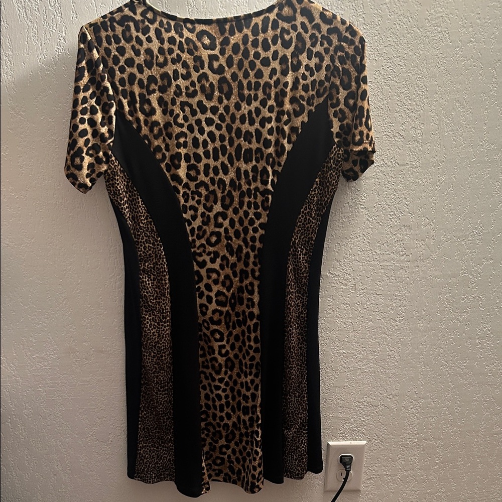 56. Michael Kors Leopard Print and Black Dress - Picture 3 of 4